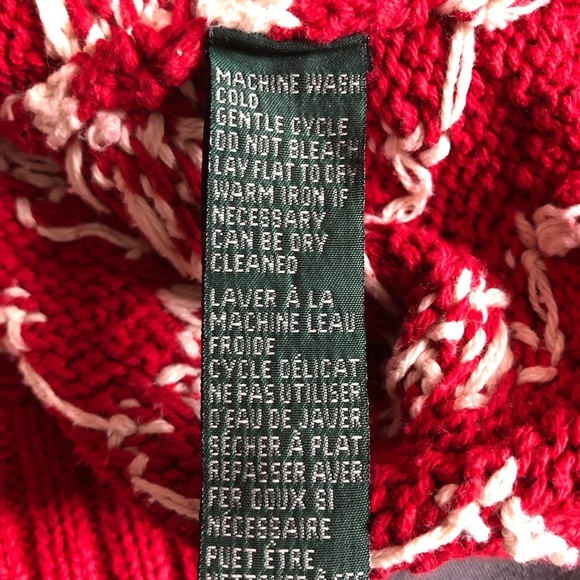 Vintage Cottagecore Red Chunky Knit Festive Snowflake Turtleneck Sweater Small - Picture 11 of 12